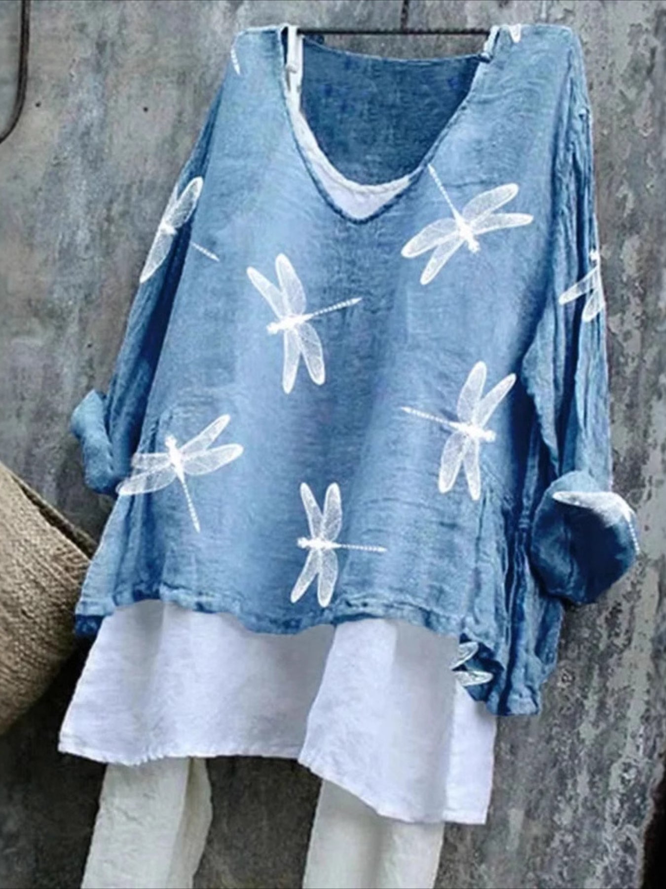 Vintage Animal V Neck Long Sleeve T-shirt