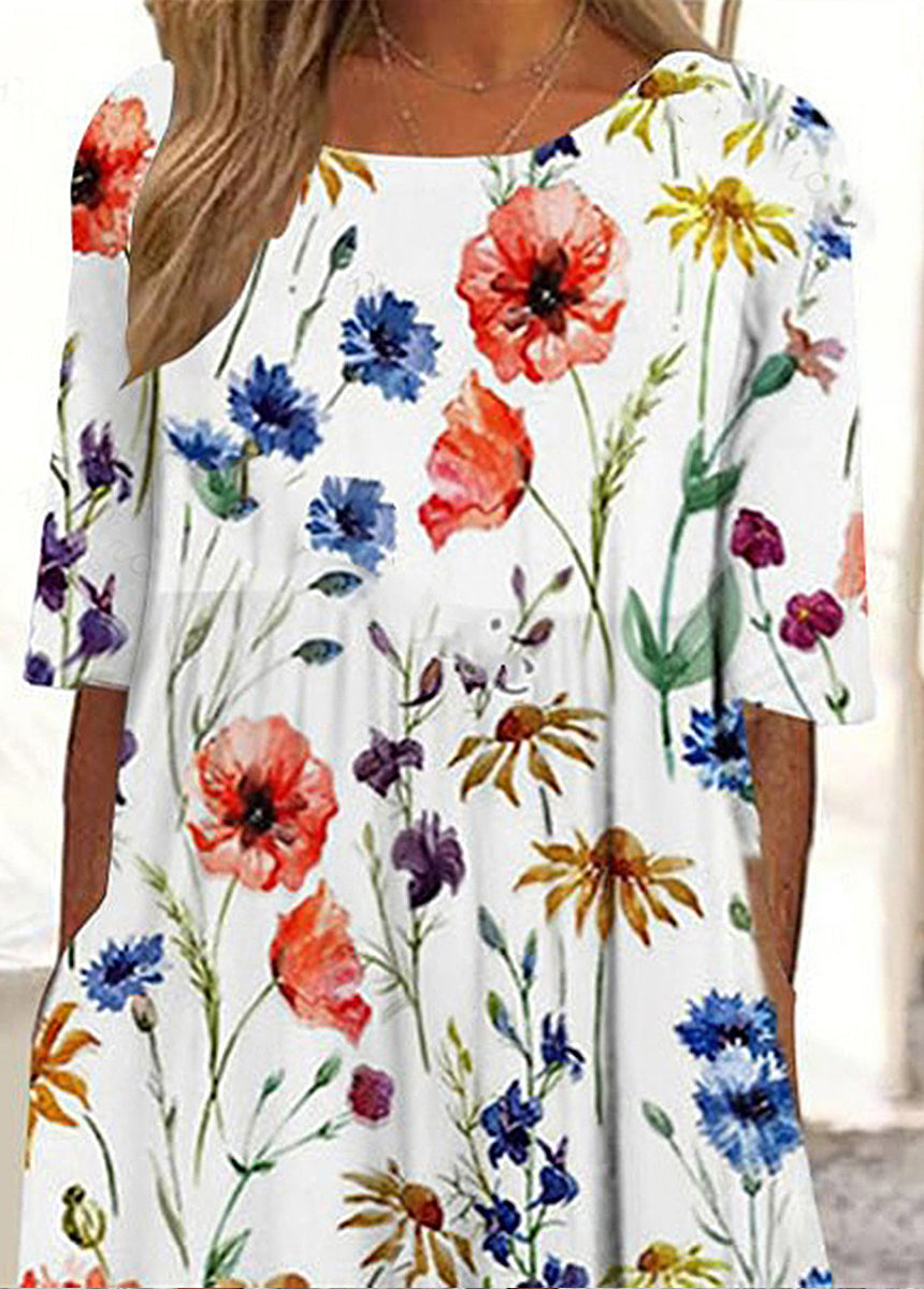 Crewneck Printed Pocket Dress
