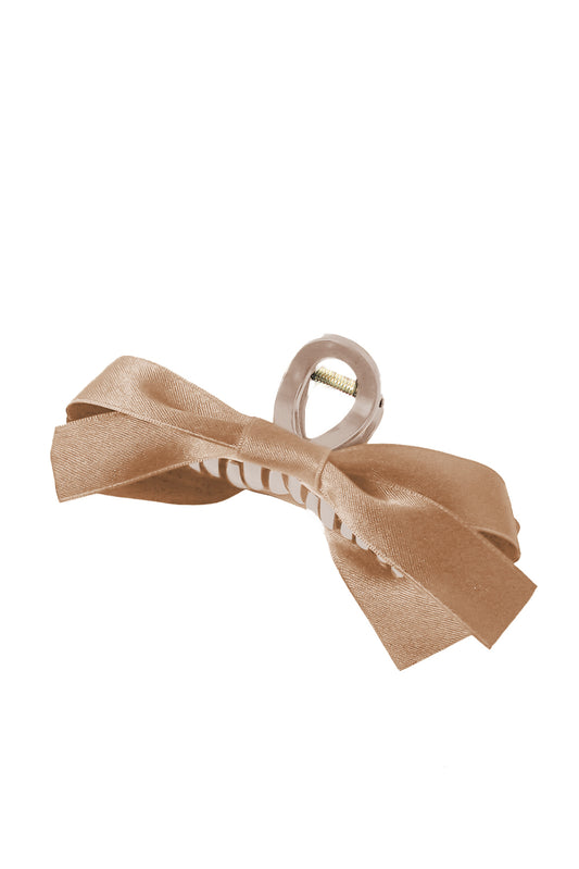 Light French Beige Bow Decor Large Hair Claw Clip