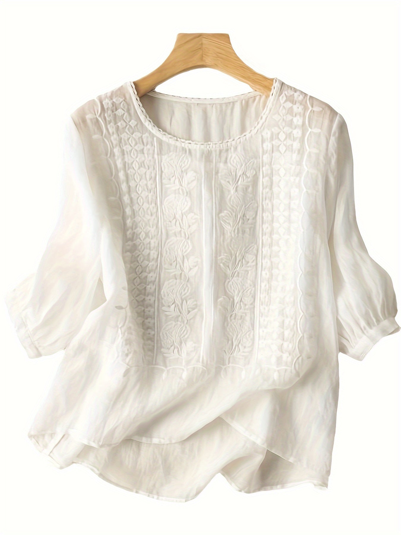 Cotton and Linen Embroidered T-Shirt in Various Colors And Sizes