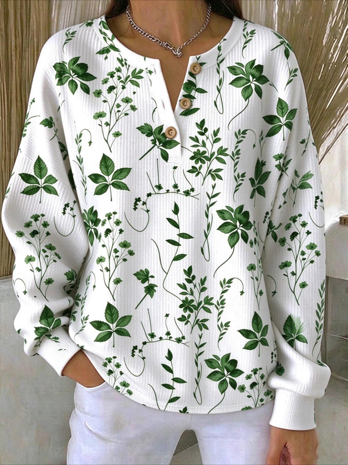 Floral Long Sleeve Regular Fit Casual Sweatshirt