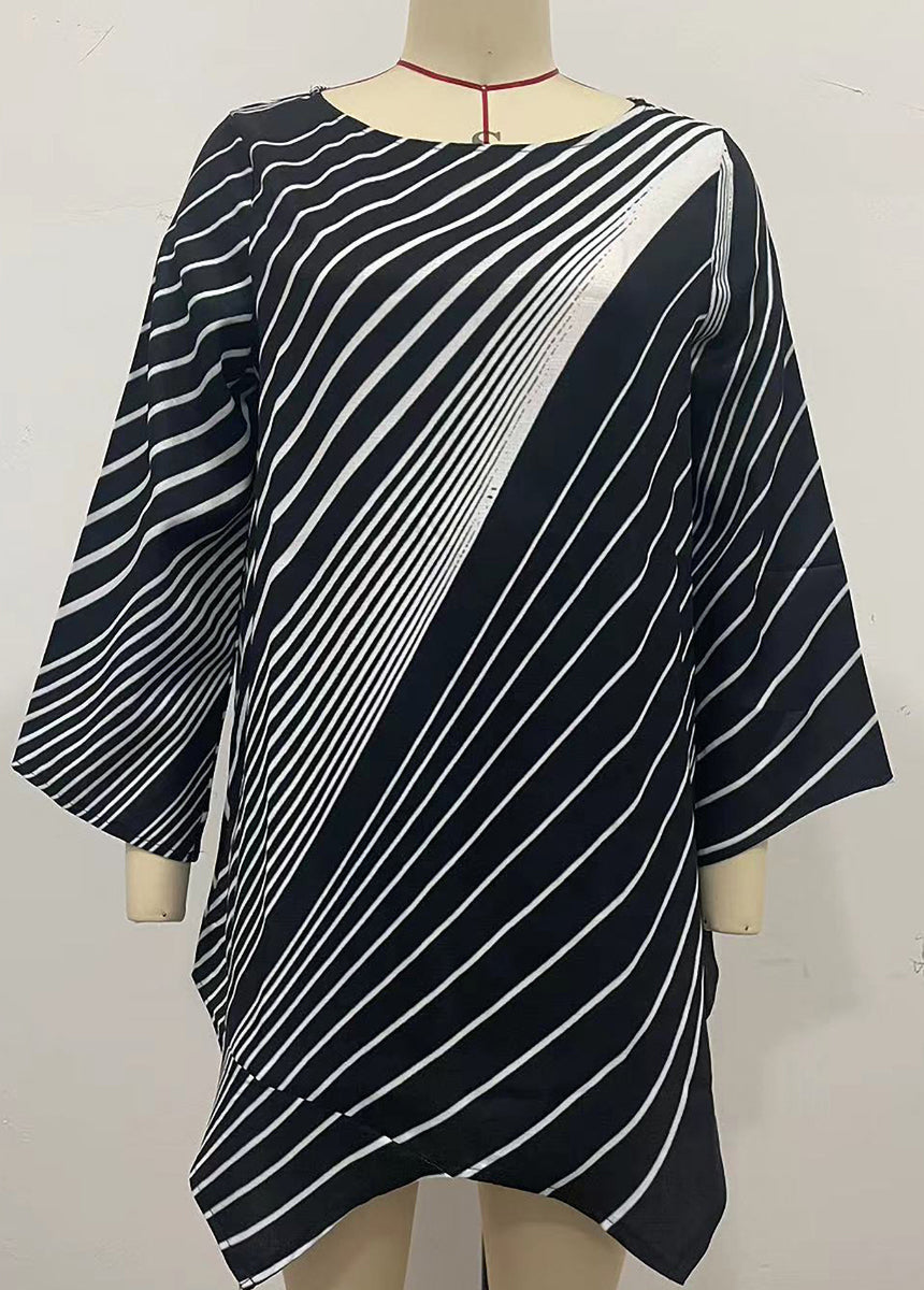 Geometric Print Long Sleeve Stitching Crewneck Shirt