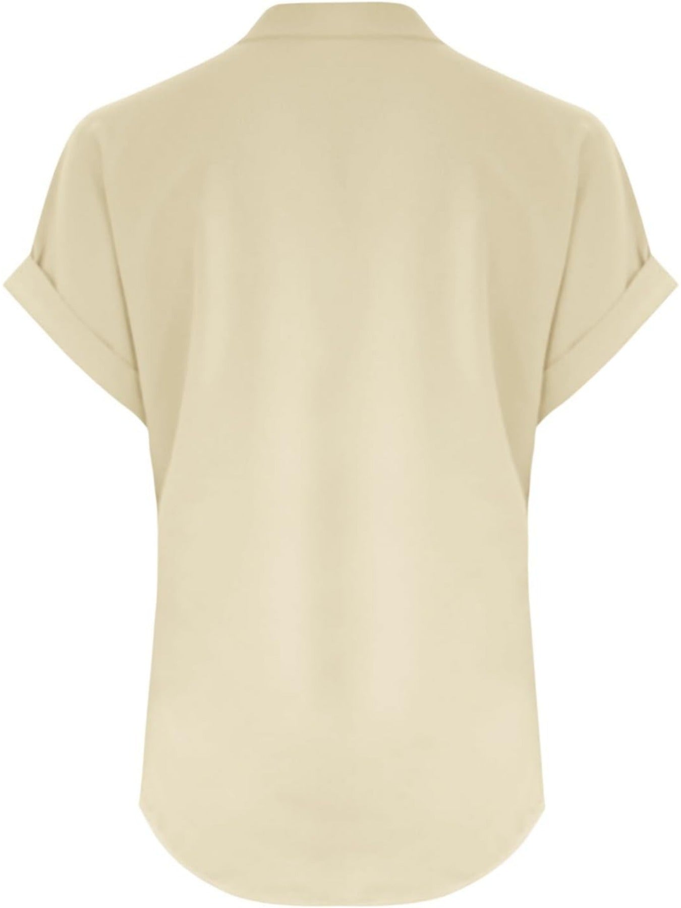 Solid Color V Neck Short Sleeve Button Down T Shirts