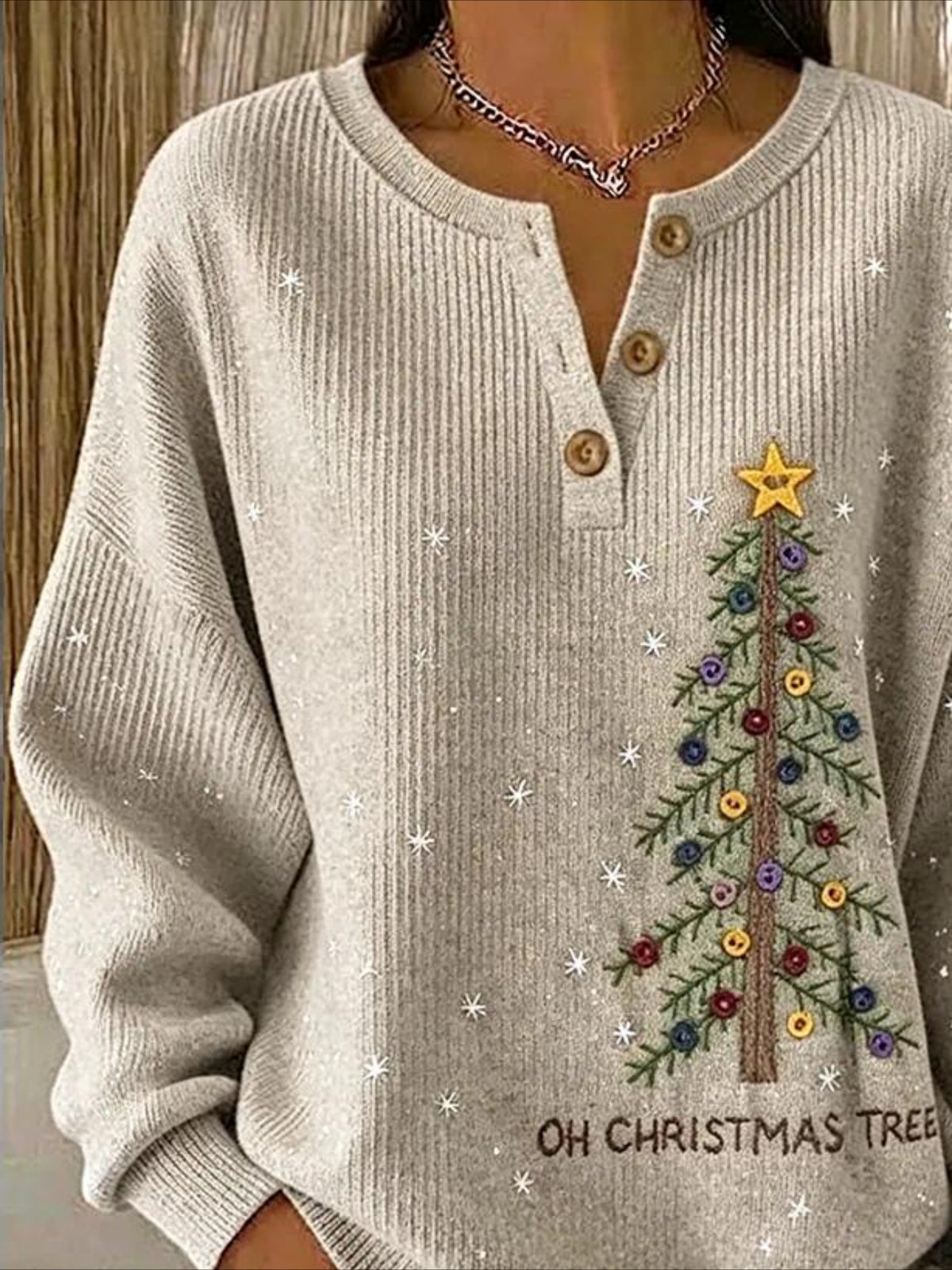 Christmas Tree Crew Neck Long Sleeve Sweatshirt