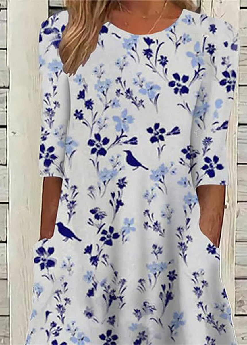 Crewneck Printed Pocket Dress