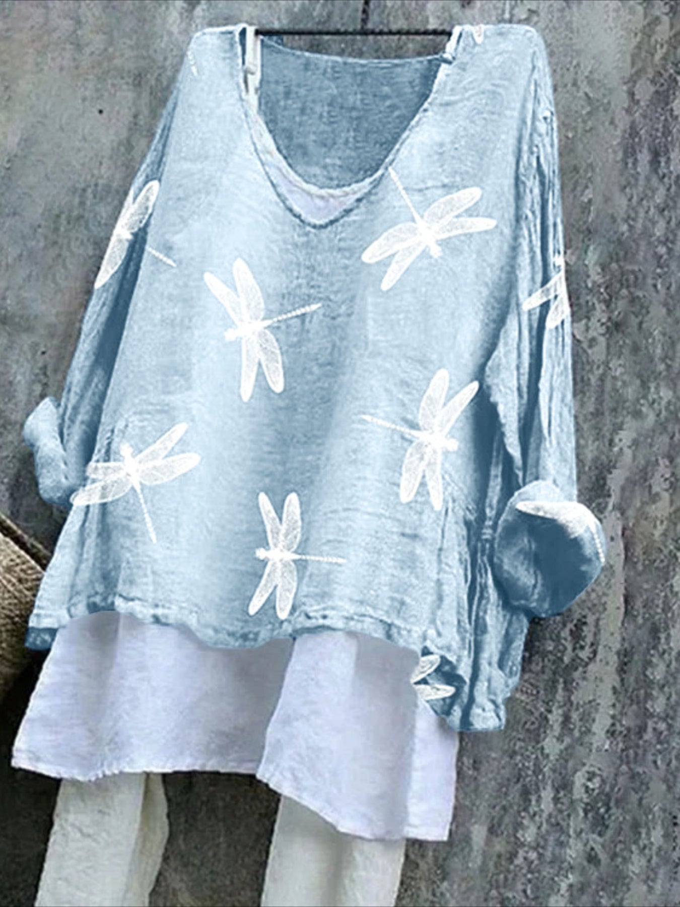 Vintage Animal V Neck Long Sleeve T-shirt