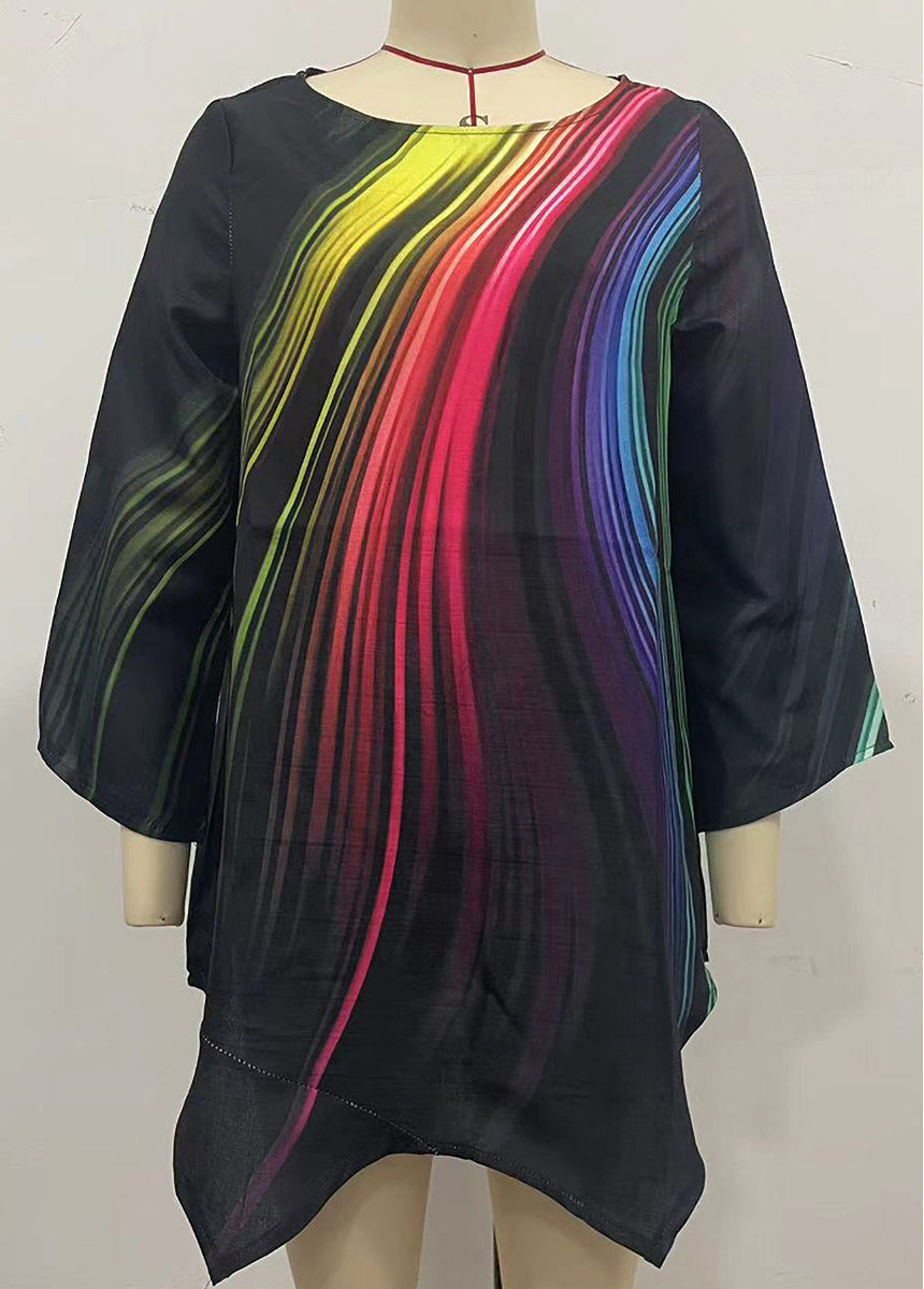 Geometric Print Long Sleeve Stitching Crewneck Shirt