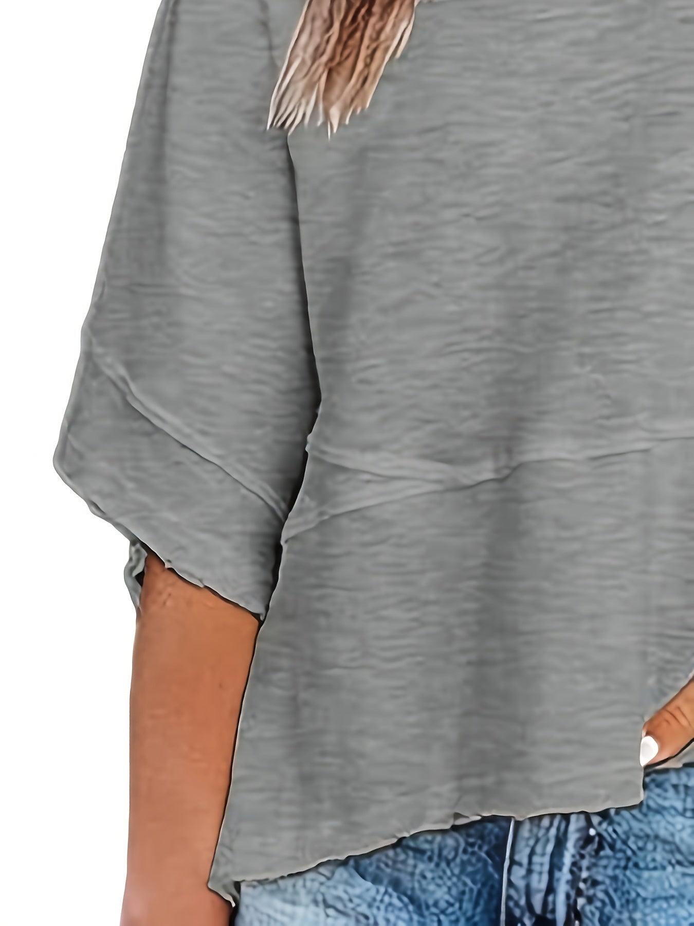 Solid Crew Neck Loose Basic T-shirt, Casual Half Sleeve T-Shirt