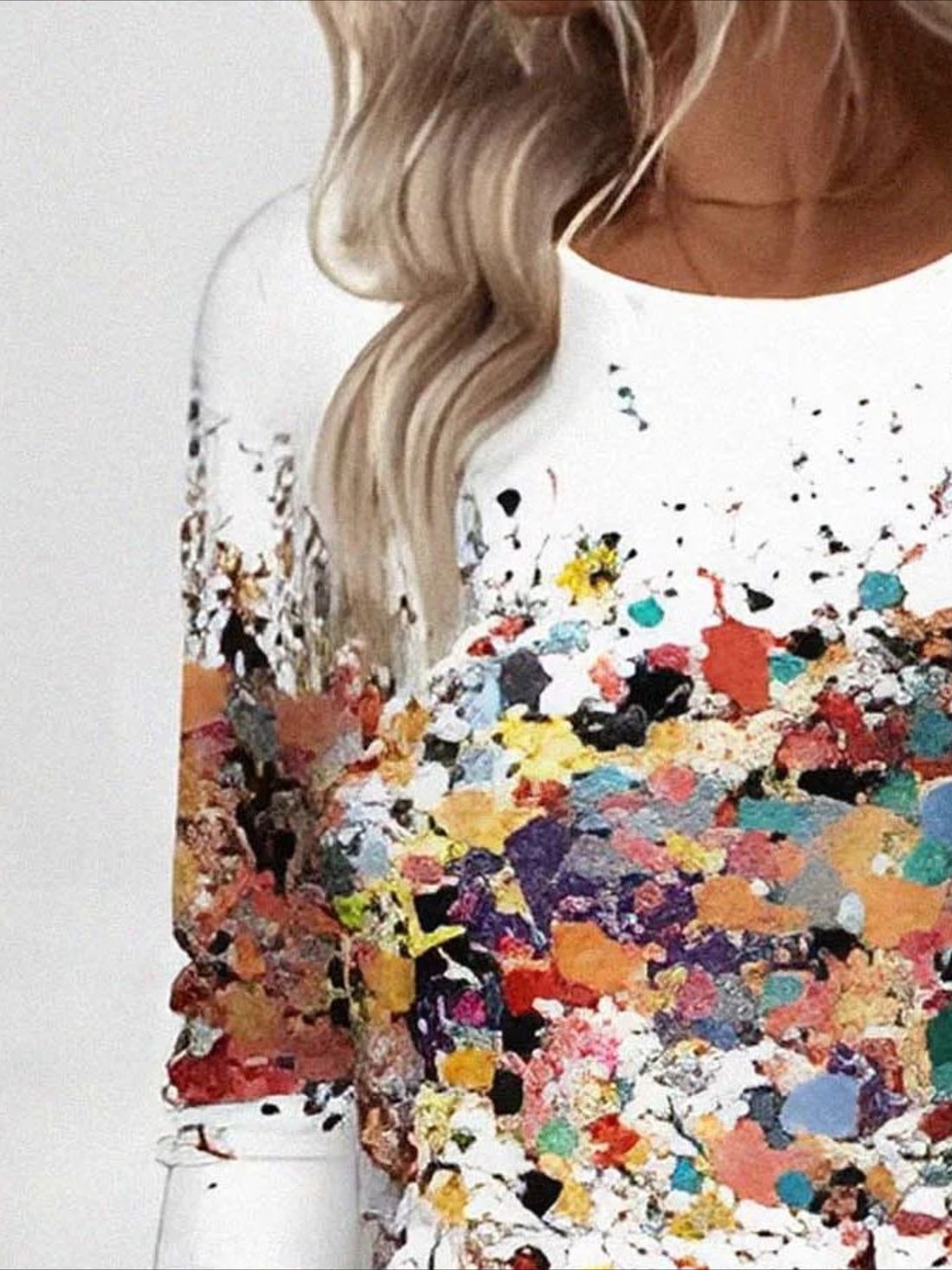 Vintage Floral Printing Crew Neck Long Sleeve T-shirt