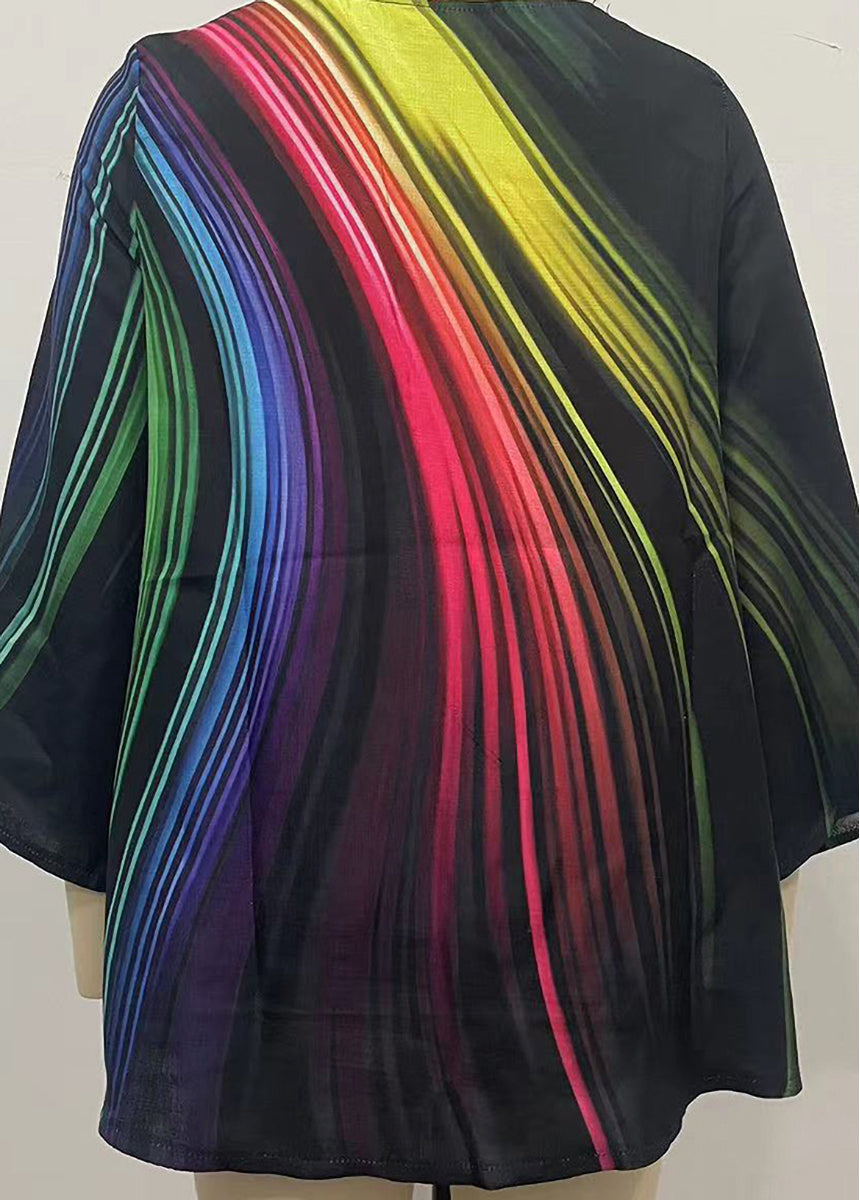 Geometric Print Long Sleeve Stitching Crewneck Shirt