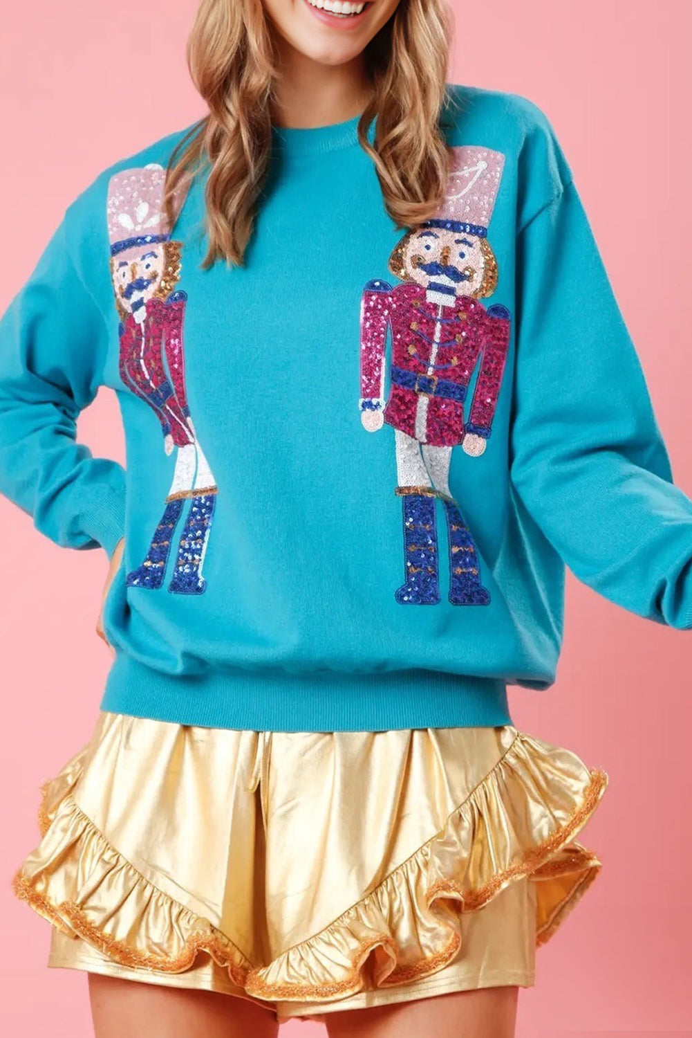 Blue Nutcracker Christmas Crew Neck Sweatshirt