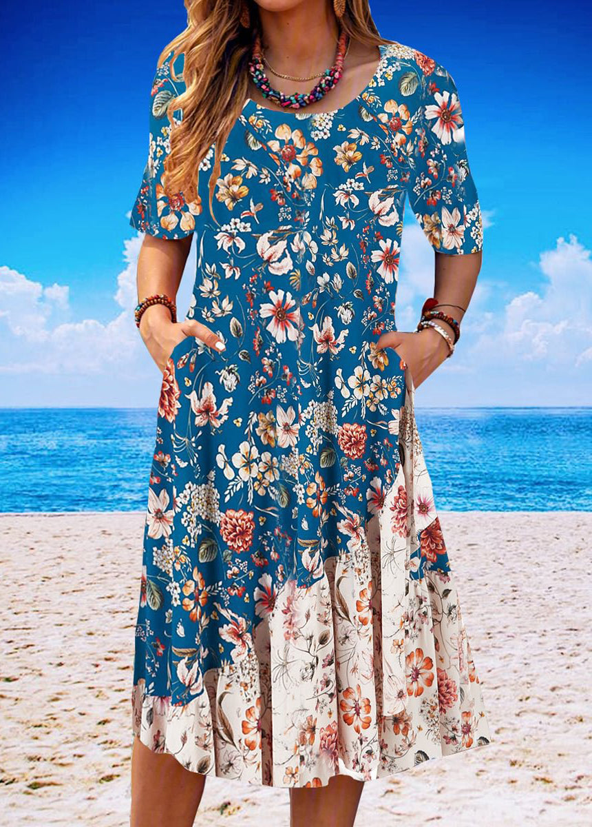 Crewneck Printed Pocket Dress