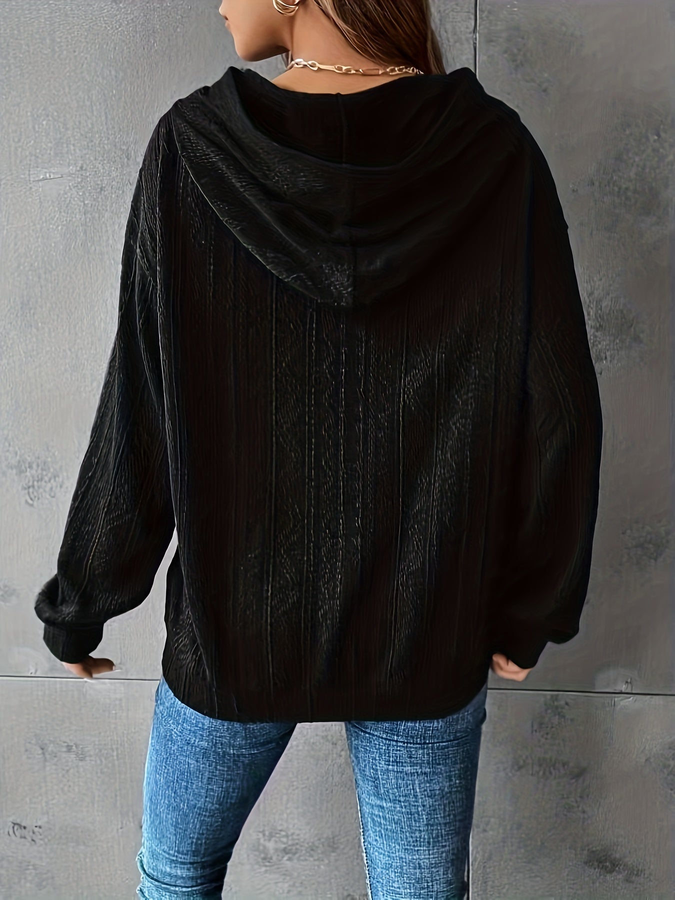 Solid Drop Shoulder Hoodie, Casual Long Sleeve Hoodies Sweatshirt
