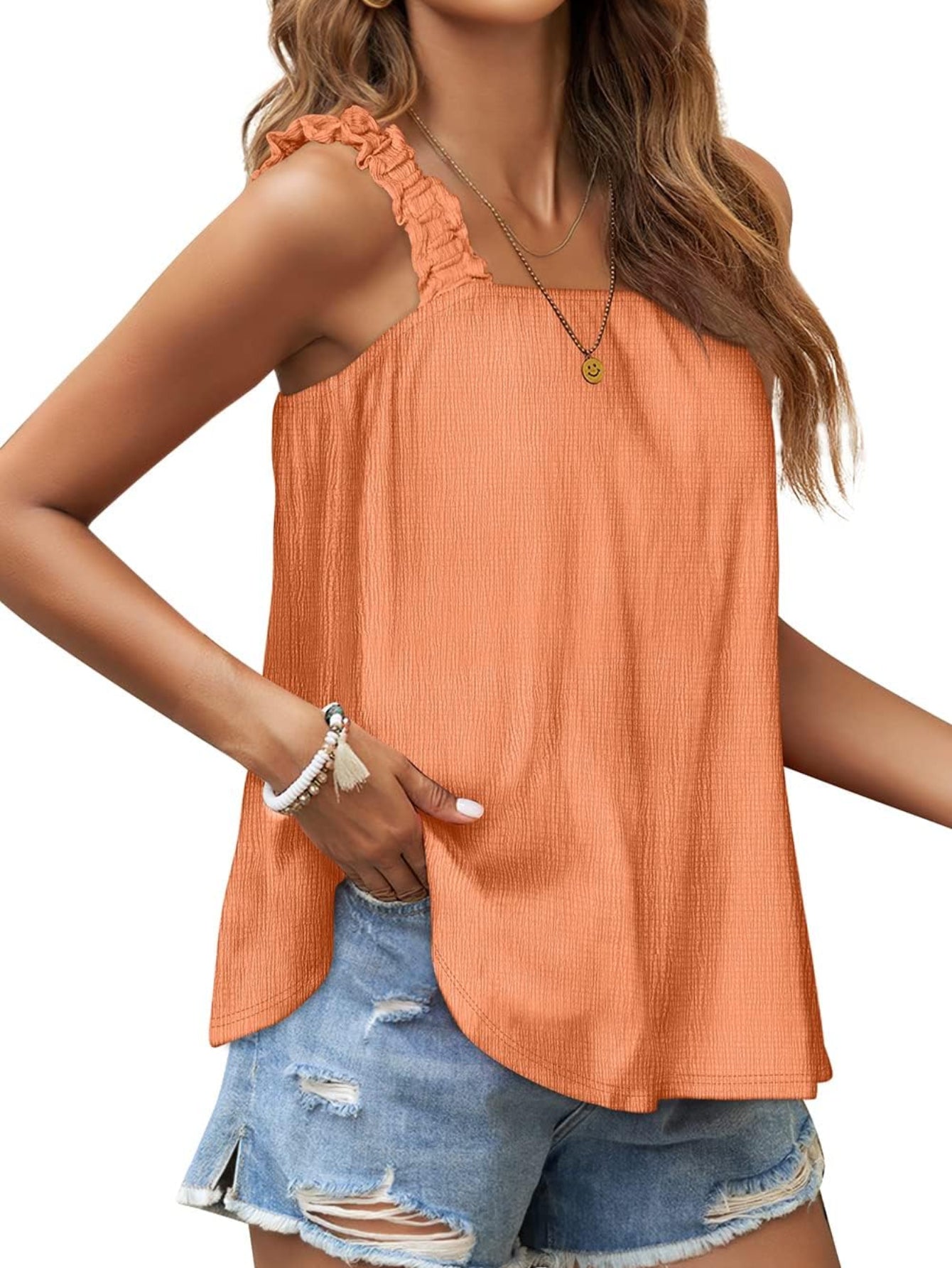 Square Neck Loose Fit Sleeveless Tank Tops