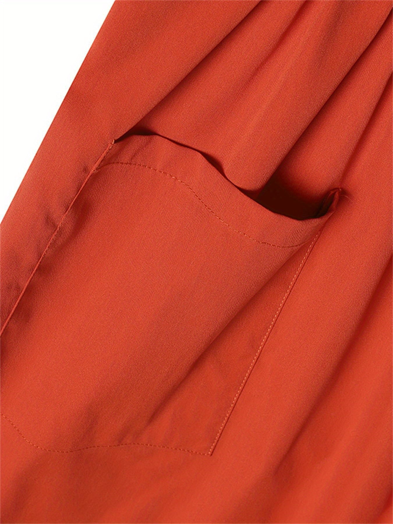 Solid Pintuck Midi Dress, Casual Crew Neck Short Sleeve Dress