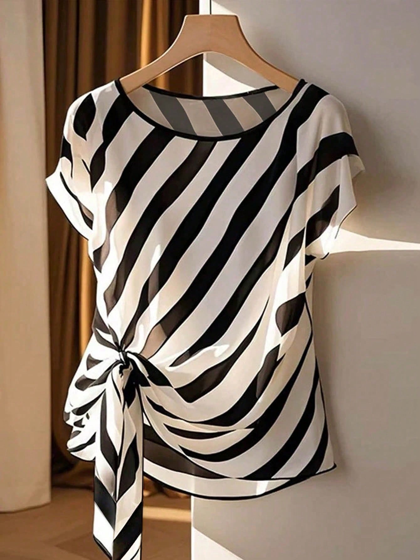 Franclia Casual Summer Holiday Round Neck Sleeveless Bowknot Hem Slit Women Shirt
