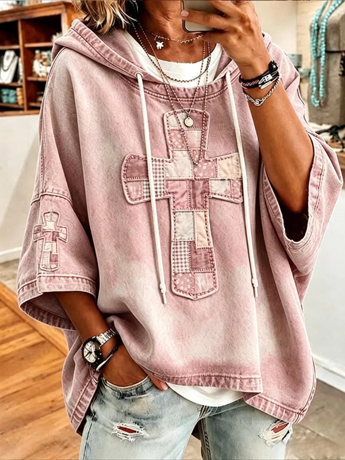 Casual Printing Half Sleeve Hoodie