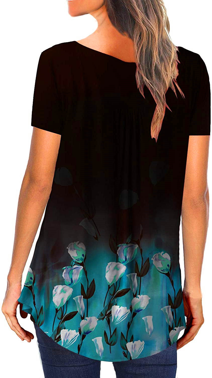 V-neck short-sleeved button-up T-shirt