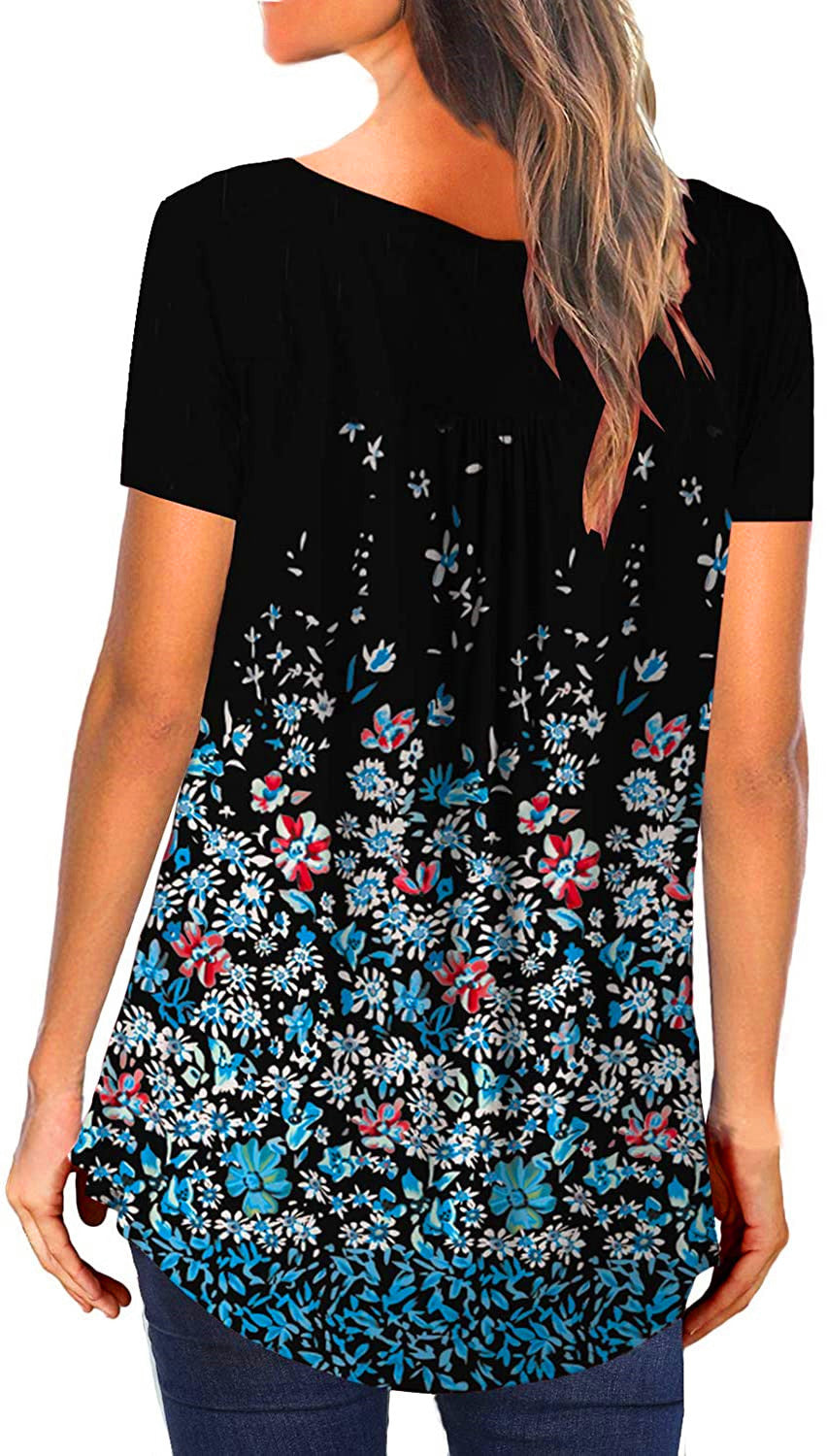 V-neck short-sleeved button-up T-shirt
