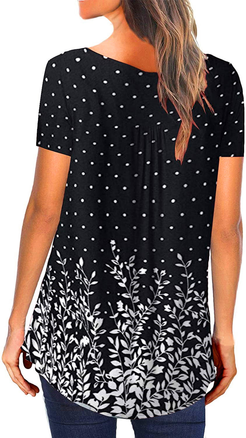 V-neck short-sleeved button-up T-shirt