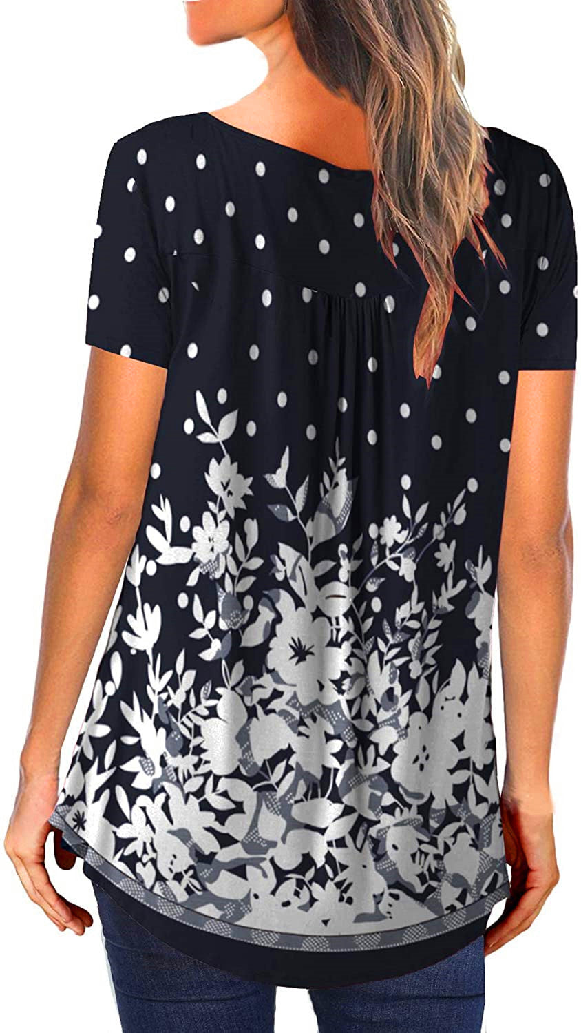 V-neck short-sleeved button-up T-shirt