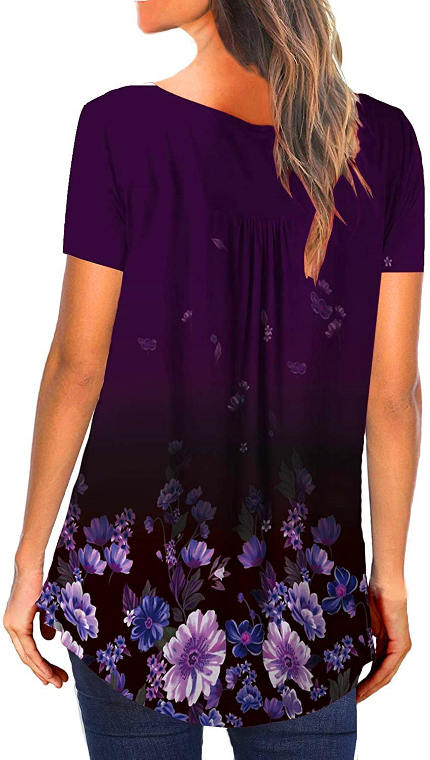 V-neck short-sleeved button-up T-shirt