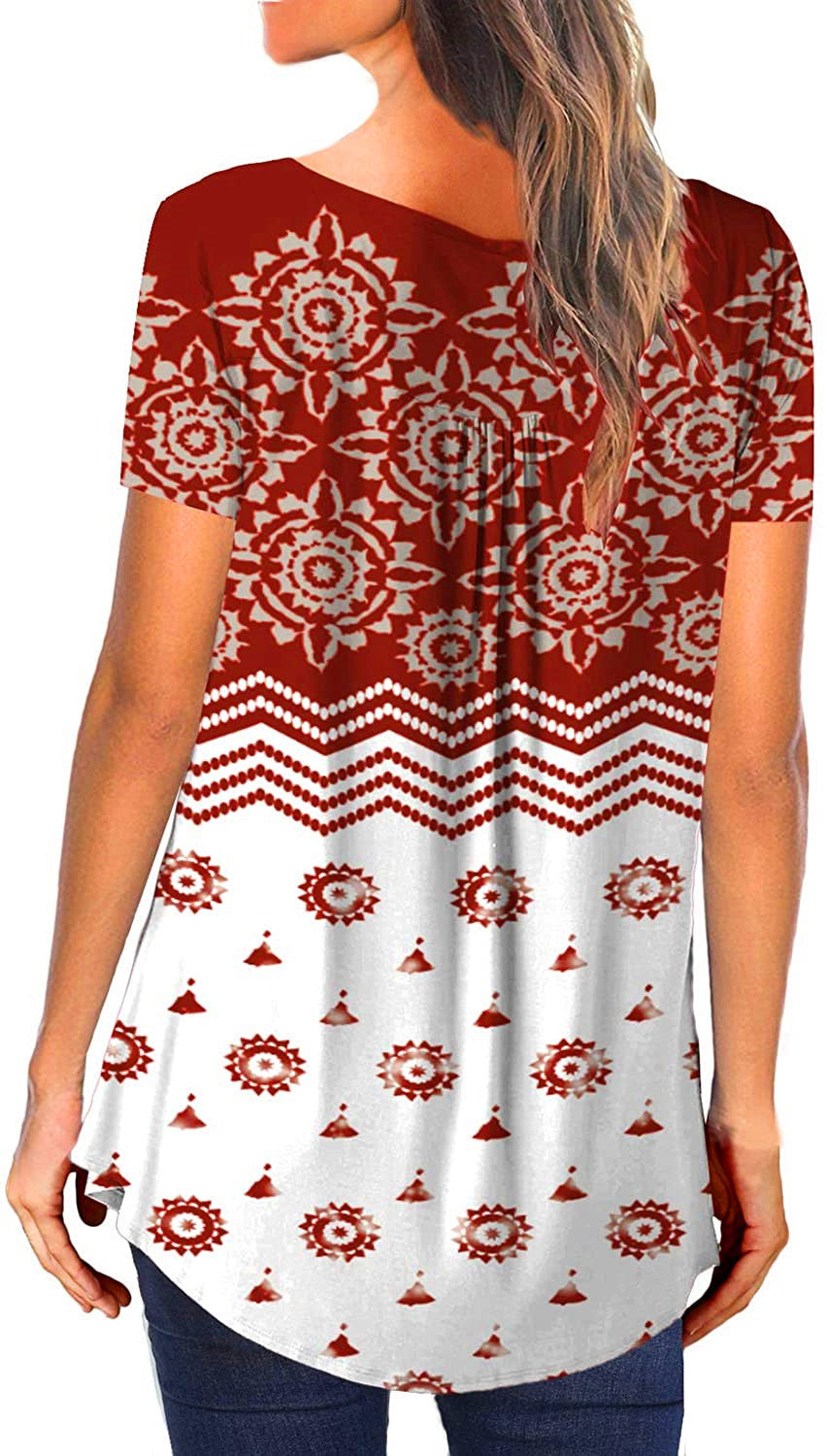 V-neck short-sleeved button-up T-shirt