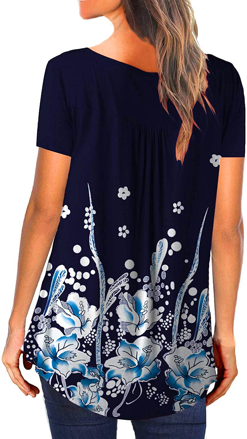 V-neck short-sleeved button-up T-shirt