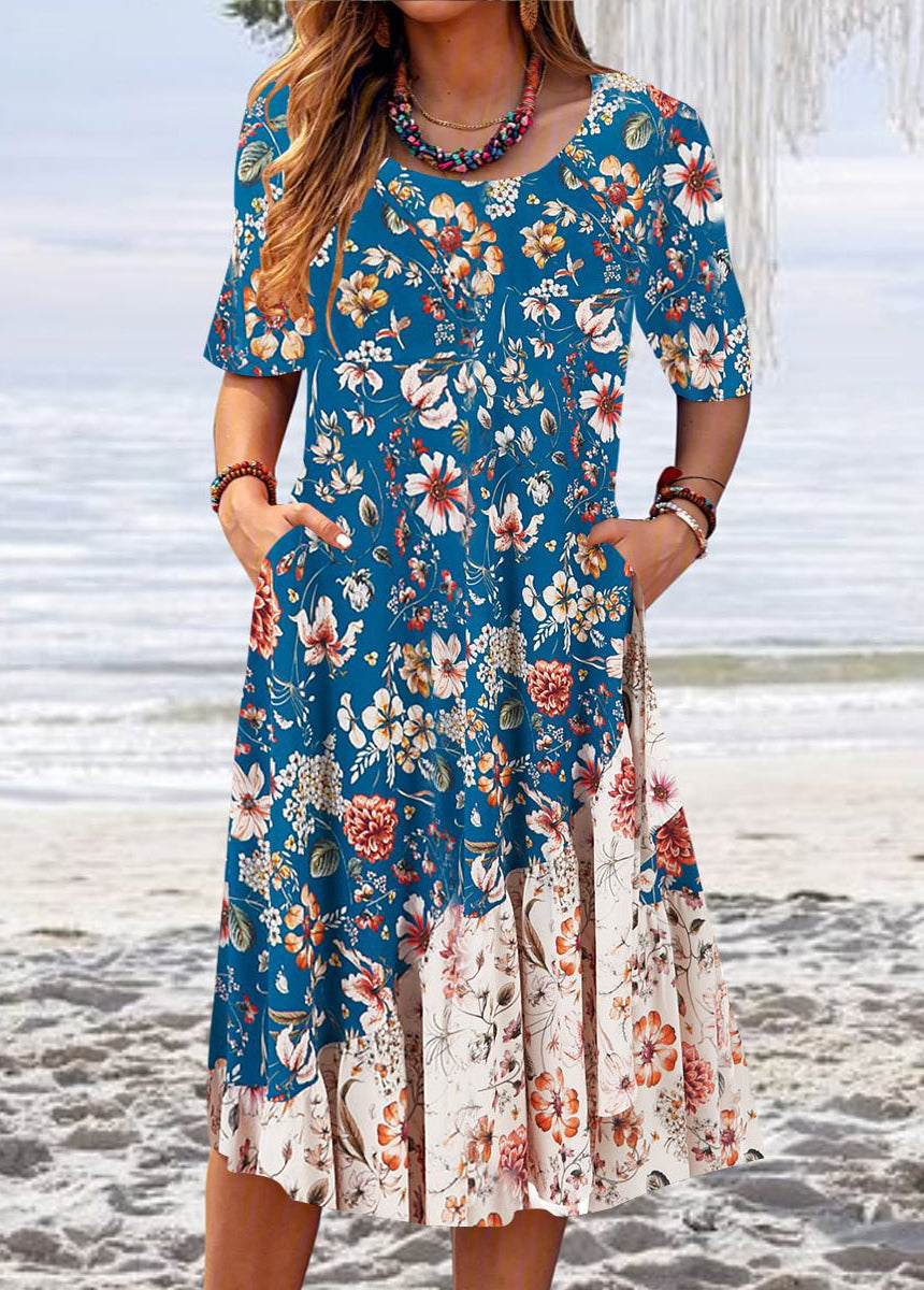 Crewneck Printed Pocket Dress