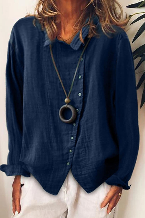 Solid Color Long Sleeve Button Casual Shirt