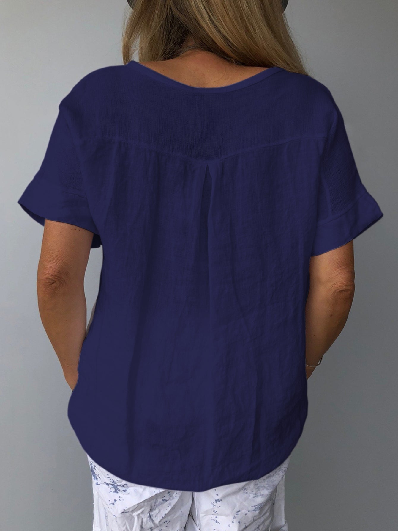 Women's Short Sleeve V-neck Tunic Printed Pullover T-shirts