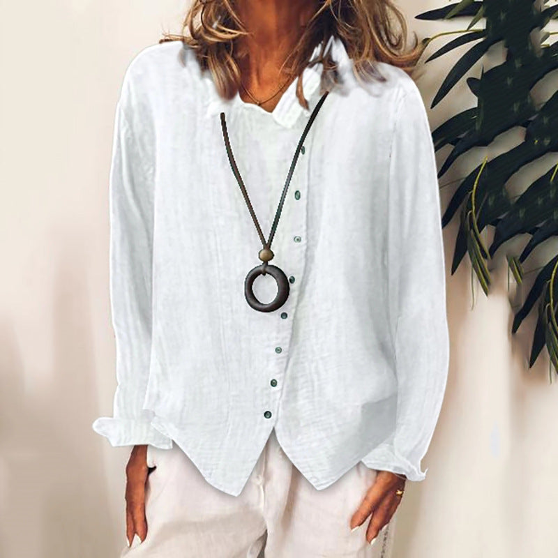 Solid Color Long Sleeve Button Casual Shirt