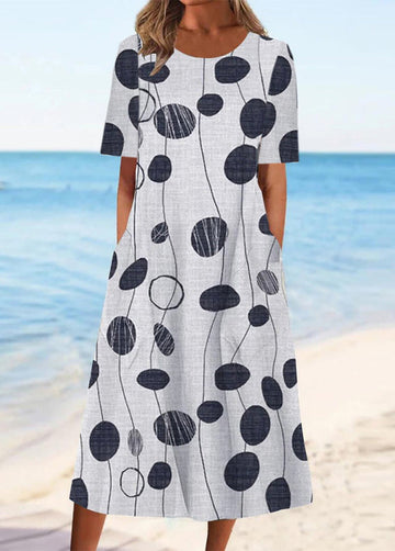 Crewneck Printed Pocket Dress