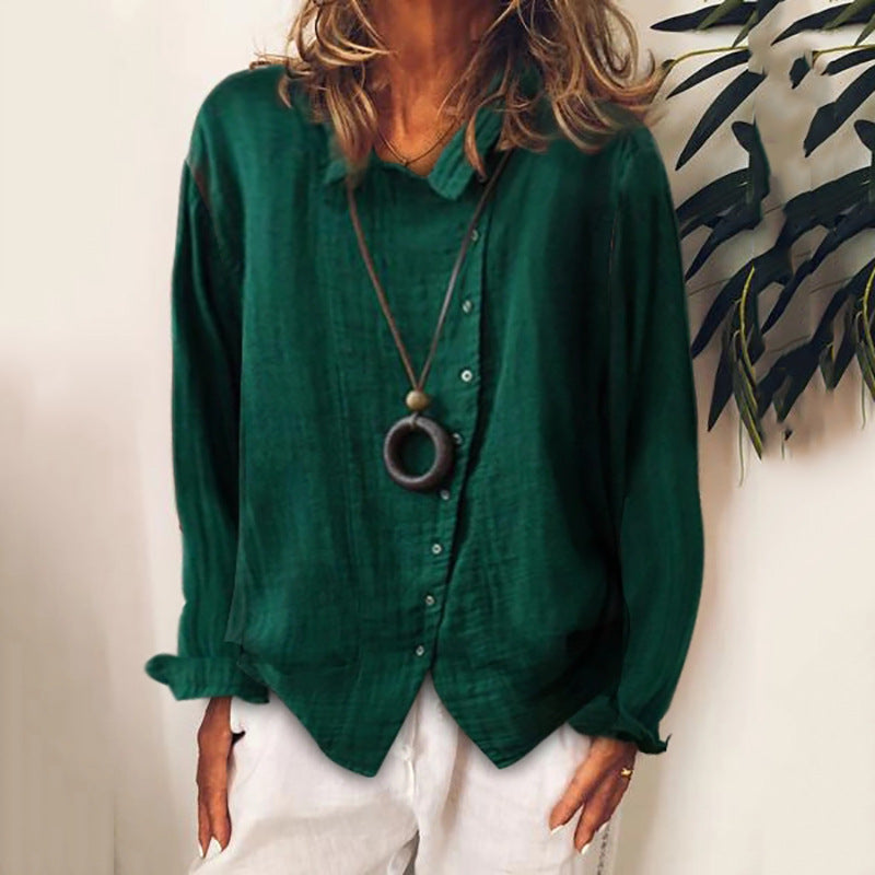 Solid Color Long Sleeve Button Casual Shirt
