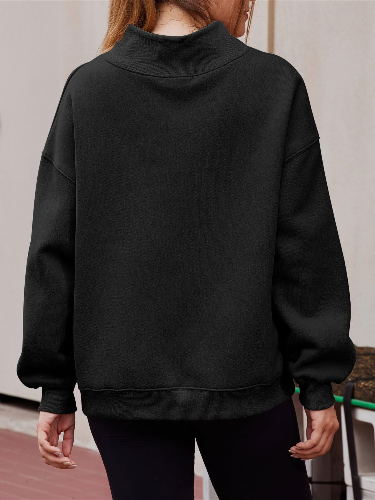 Oversized Mock Neck Drop Shoulder Sweatshirt