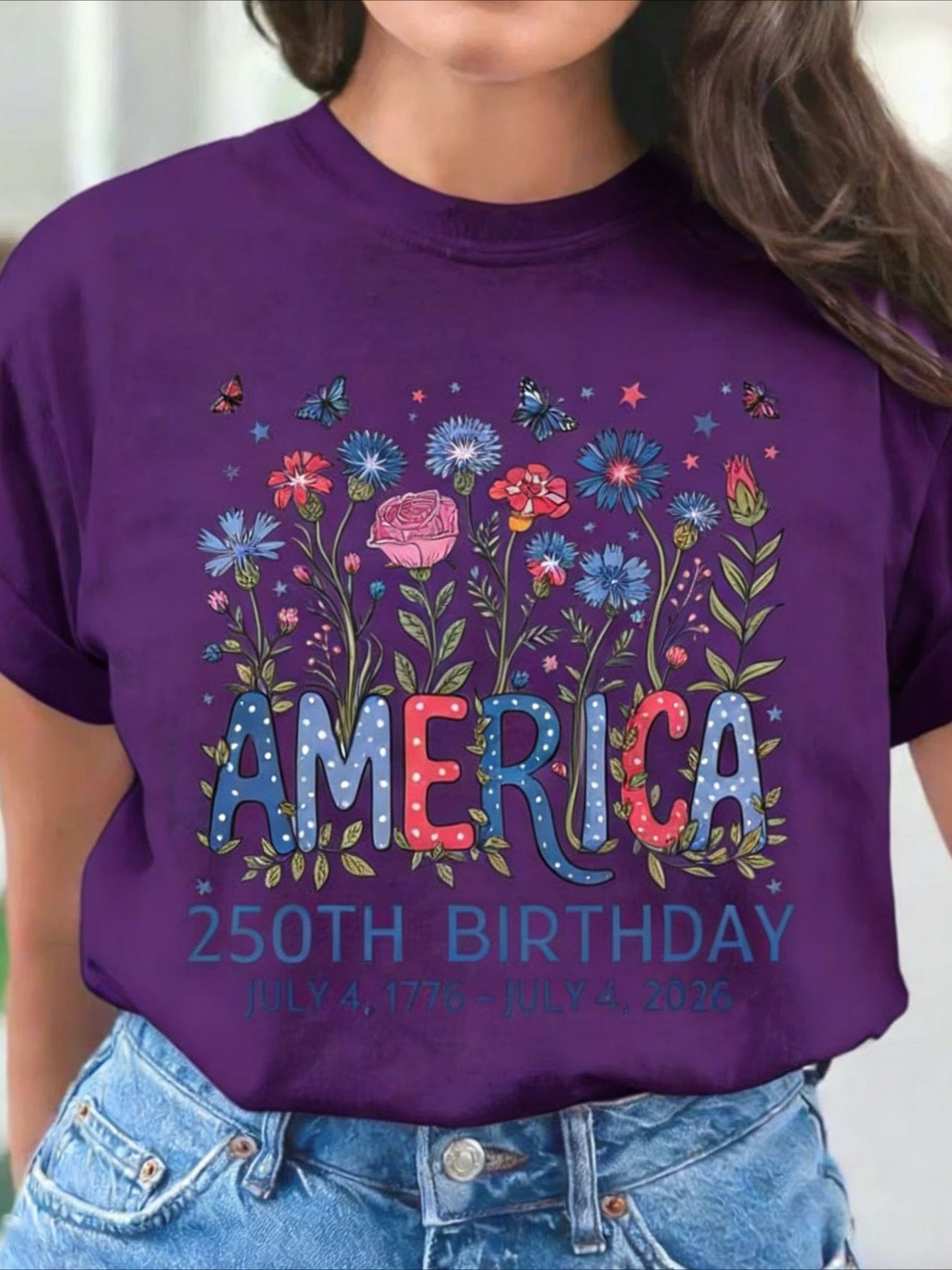 Vintage Floral Crew Neck Short Sleeve T-shirt