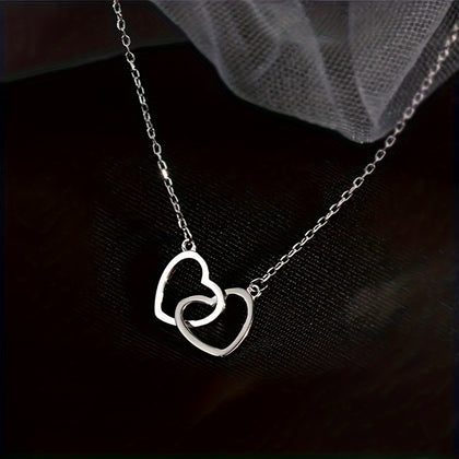 Free Gift Simple Elegant Hollow Heart Pendant Necklace, Alloy Double Loop Design, Fashionable Daily Wear Jewelry, Ideal Valentine'S Day Gift for Her