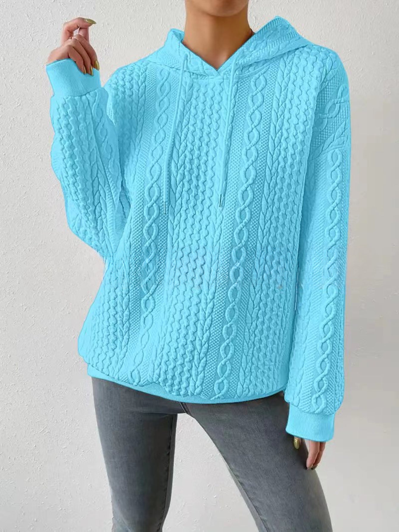 Women's Cable Crew Neck Sweatshirt - Comfortable and Stylish Casual Top