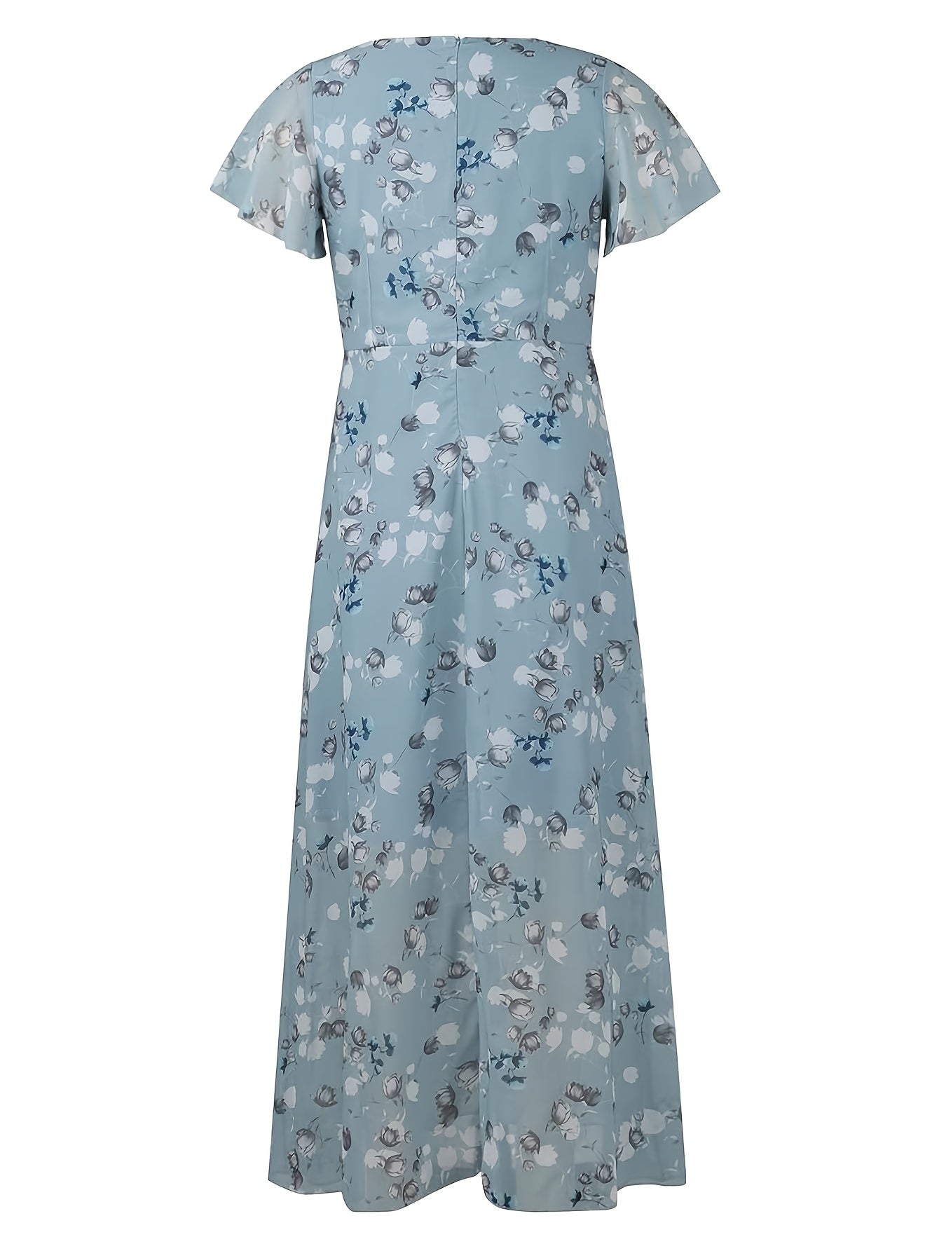 Elegant Floral Print V-Neck Maxi Dress