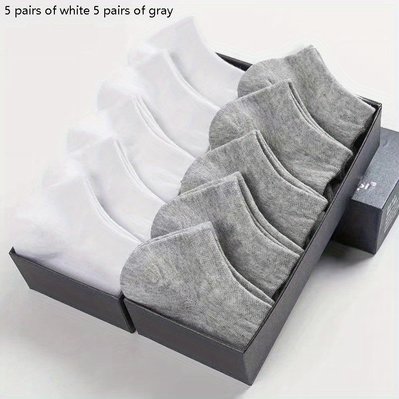 5/10/12 Pairs Comfy Ankle Socks, Solid Color Ankle Sock Pack