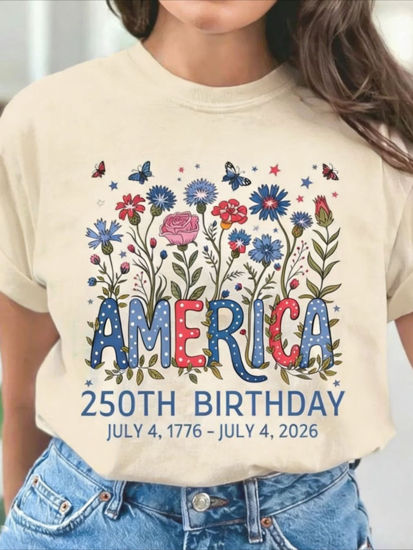 Vintage Floral Crew Neck Short Sleeve T-shirt