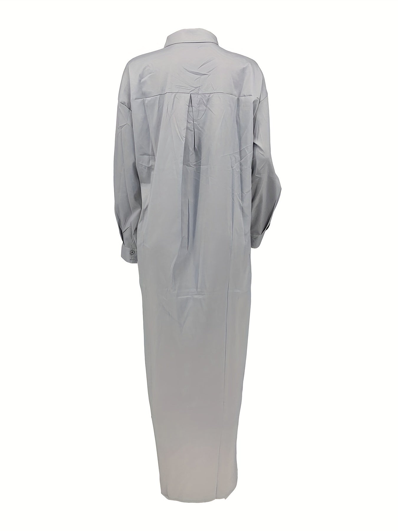 Longline Button Front Shirt, Casual Long Sleeve Shirt