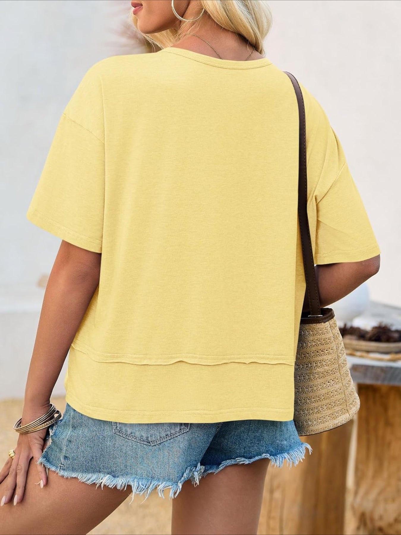 V Neck Casual Short Sleeve Flowy Cute Loose Fit Basic Tees