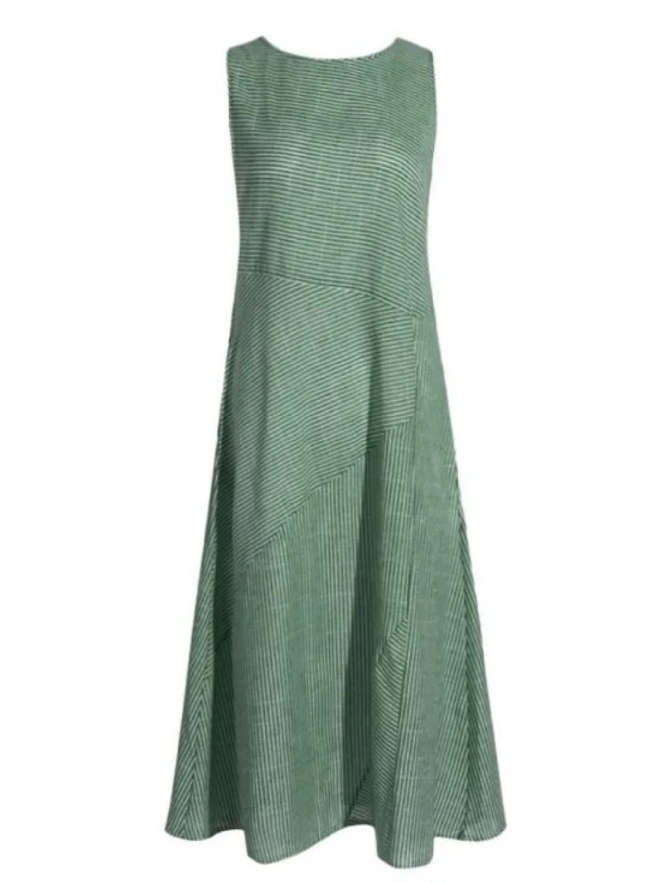 Striped Crew Neck Sleeveless Tank A-Line Dress