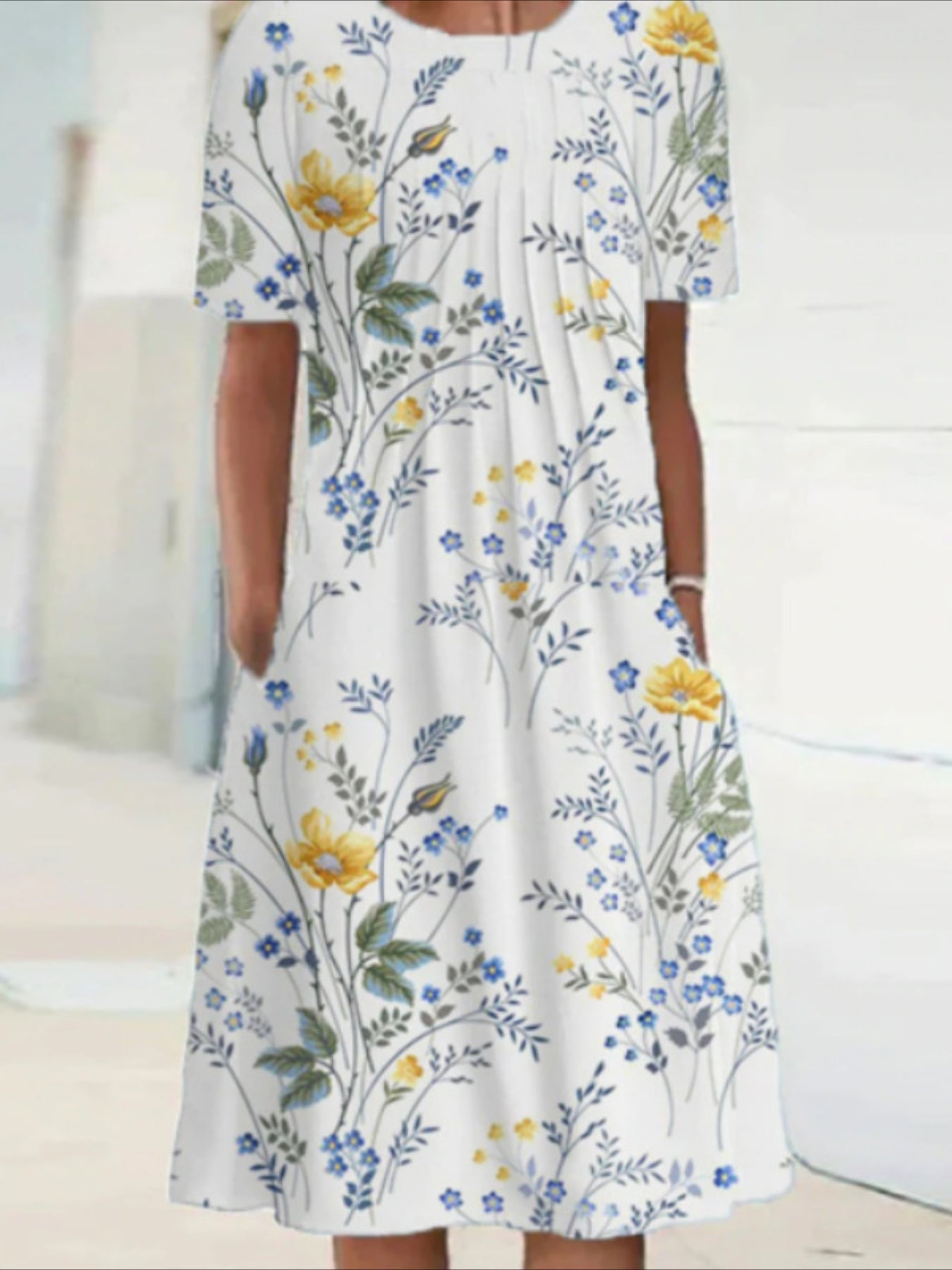 Casual Vacation Commute Floral Print Round Neck Short Sleeve Dress