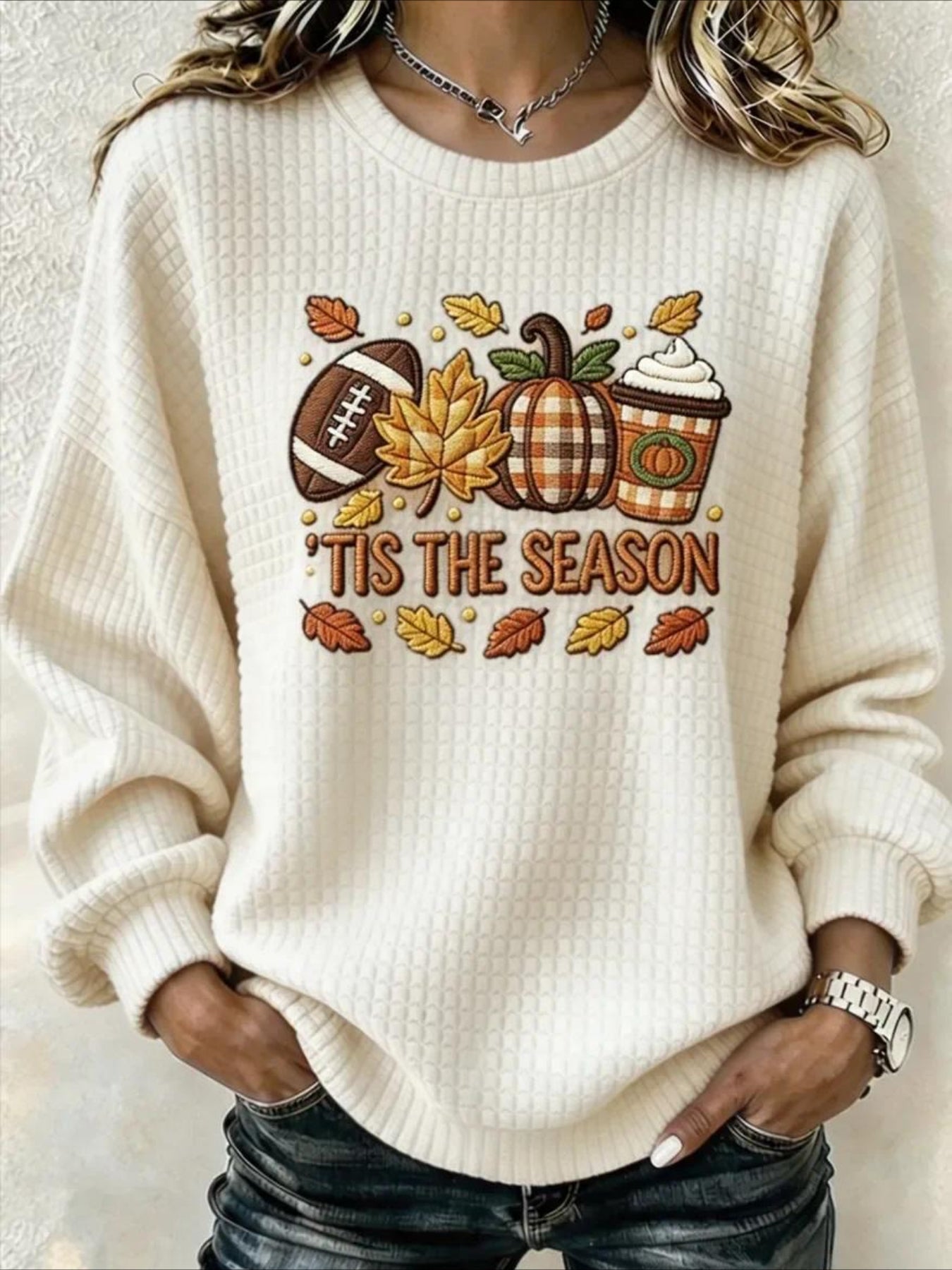 'TIS THE SEASON Casual Crew Neck Halloween Regular Fit Sweatshirt