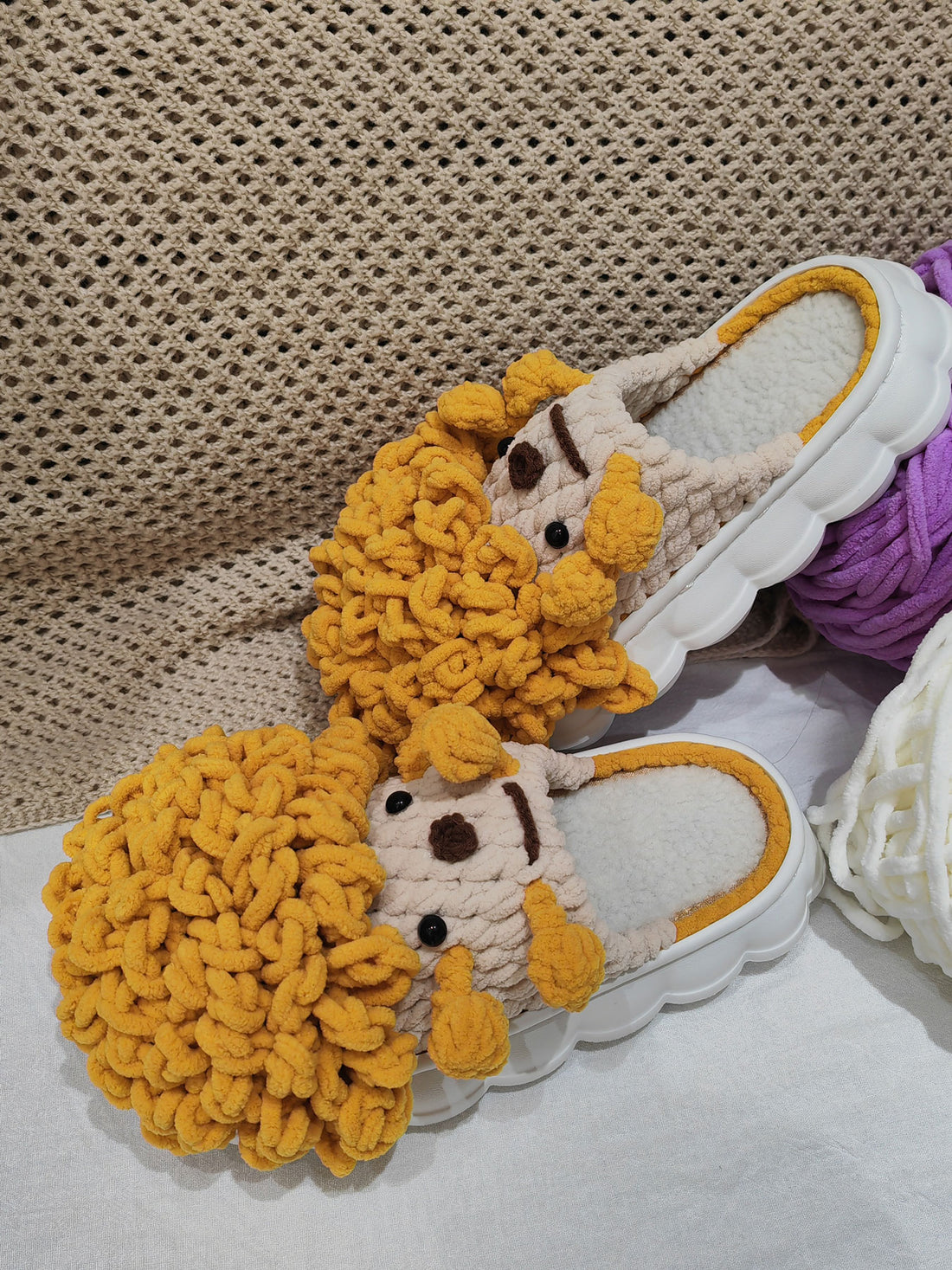 Ugly-cute Handcrafted Crochet Warm Slippers