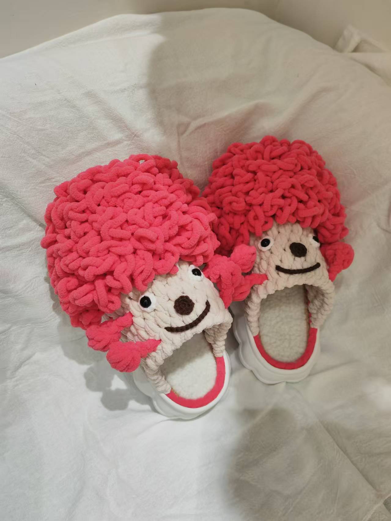 100% Handcrafted Crochet Ugly-cute Warm Slippers for Fall & Winter