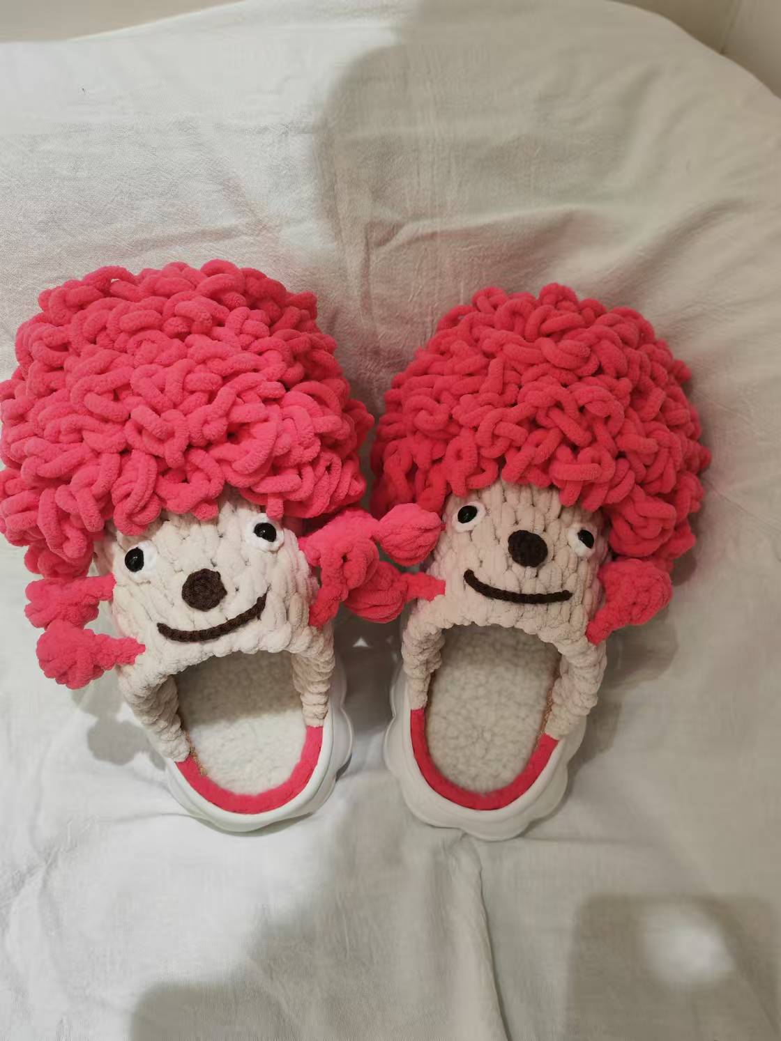 100% Handcrafted Crochet Ugly-cute Warm Slippers for Fall & Winter