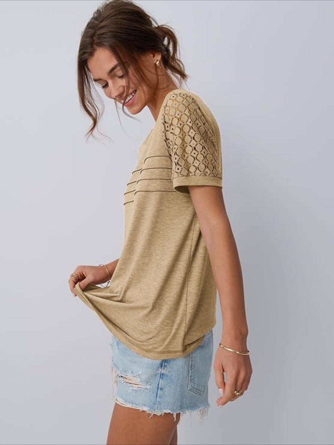 Skeleton Short Sleeve Shirts Lace Tops